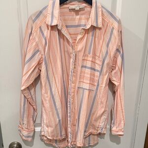 LOFT Multicolor Striped Button-Up Blouse